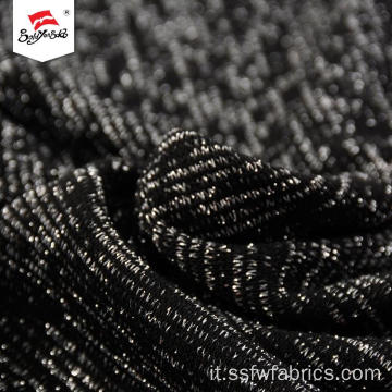 Tessuto in maglia di poliestere nero spesso all&#39;ingrosso argento di lusso